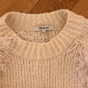Madewell Loopy Fringe Raglan Cream Sweater